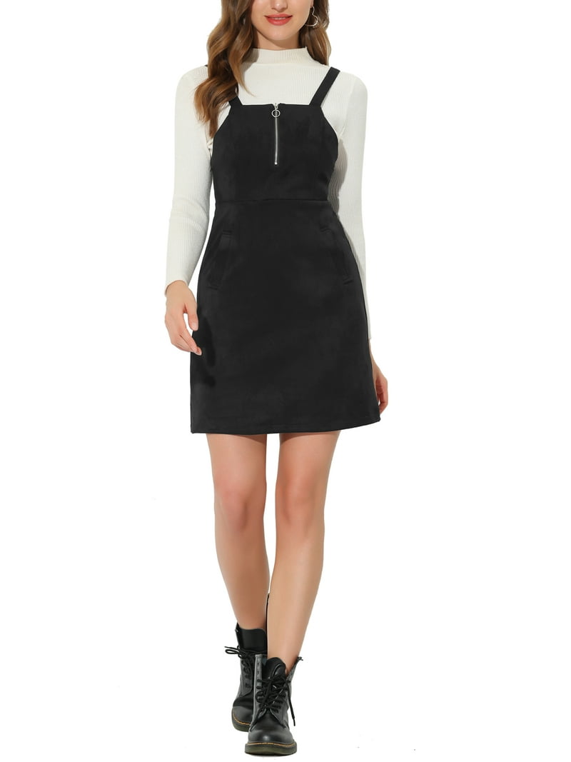 black bodycon pinafore dress Goldie Merino Wool Pinafore Dress