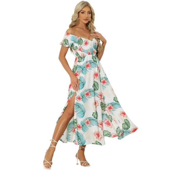 DARING DIVA Floral Dress Midi Beach Summer Dress L White