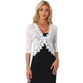 thumbnail image 1 of DARING DIVA Floral Lace Shrugs 3/4 Sleeves Elegant Bolero Cardigan S White, 1 of 6