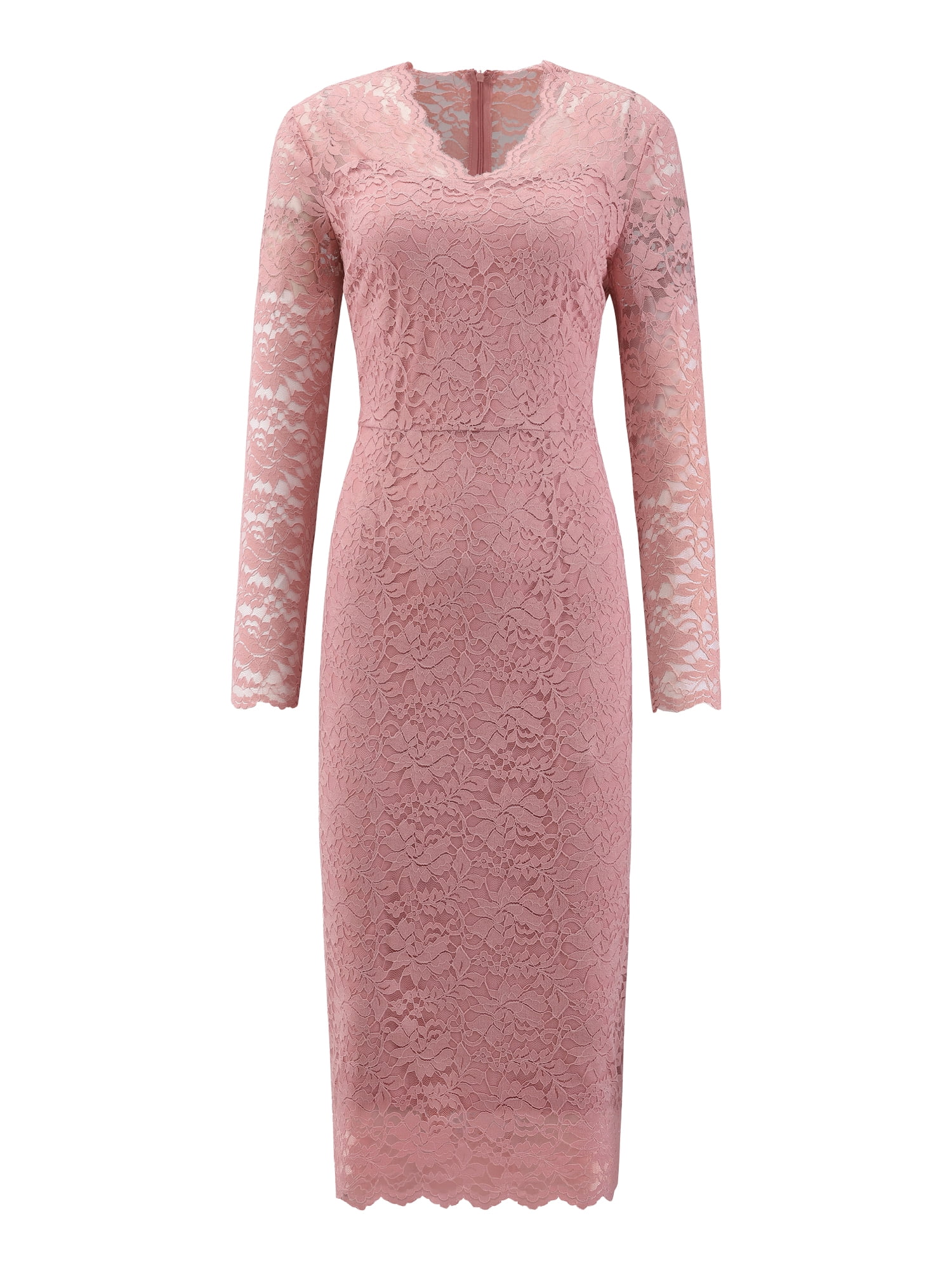 DARING DIVA Floral Lace Wedding Bodycon Pencil Dress L Pink