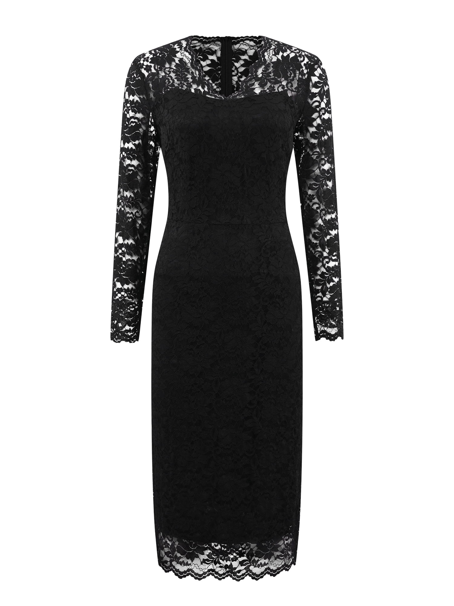 DARING DIVA Floral Lace Wedding Bodycon Pencil Dress M Black