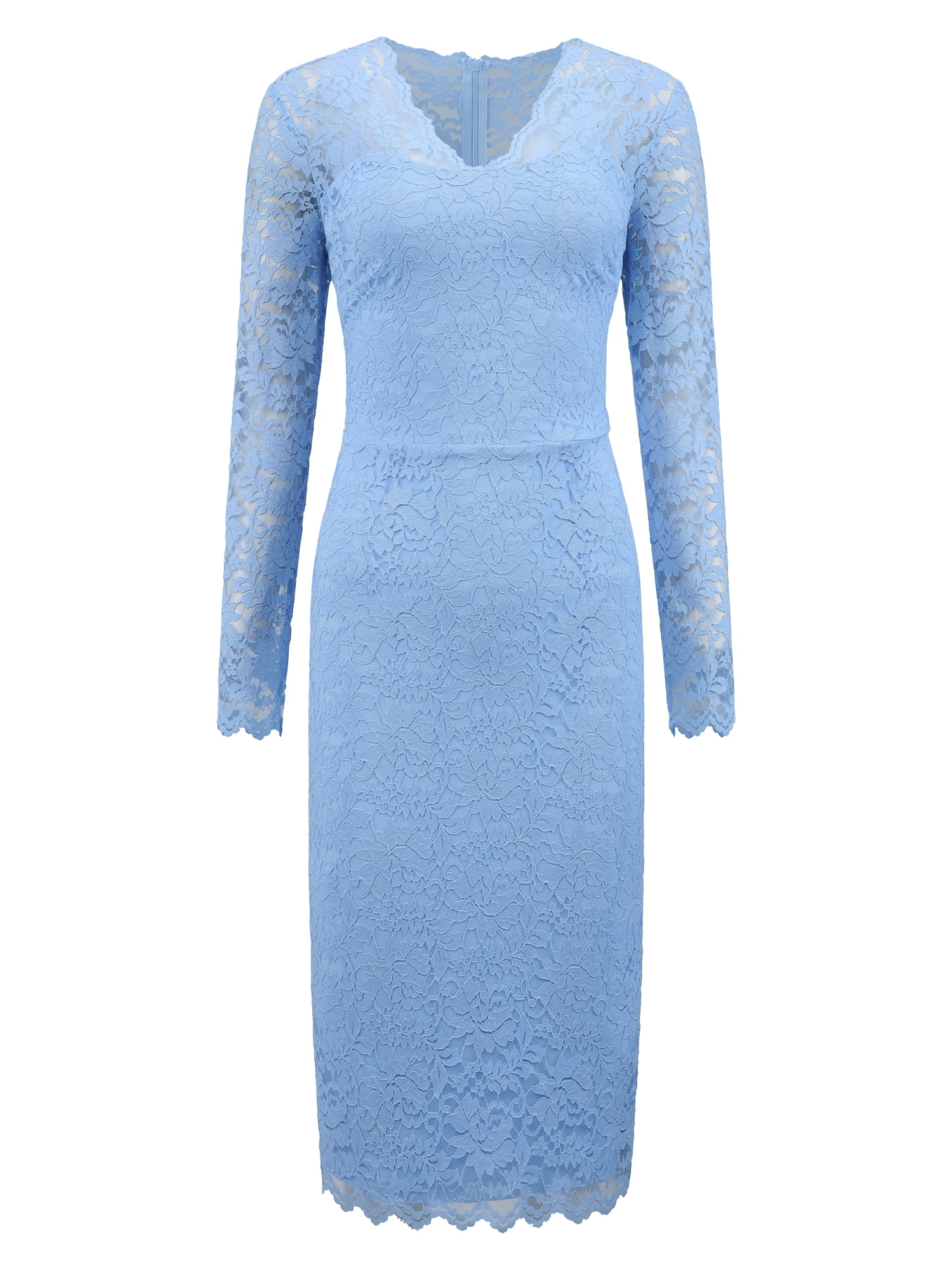 DARING DIVA Floral Lace Wedding Bodycon Pencil Dress S Light Blue