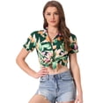 thumbnail image 1 of DARING DIVA Floral Leaves Print Short Sleeve Beach Top S Green Leaf, 1 of 6