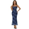 thumbnail image 1 of DARING DIVA Floral Maxi Spaghetti Strap Bodycon Dress XS Black Blue, 1 of 6