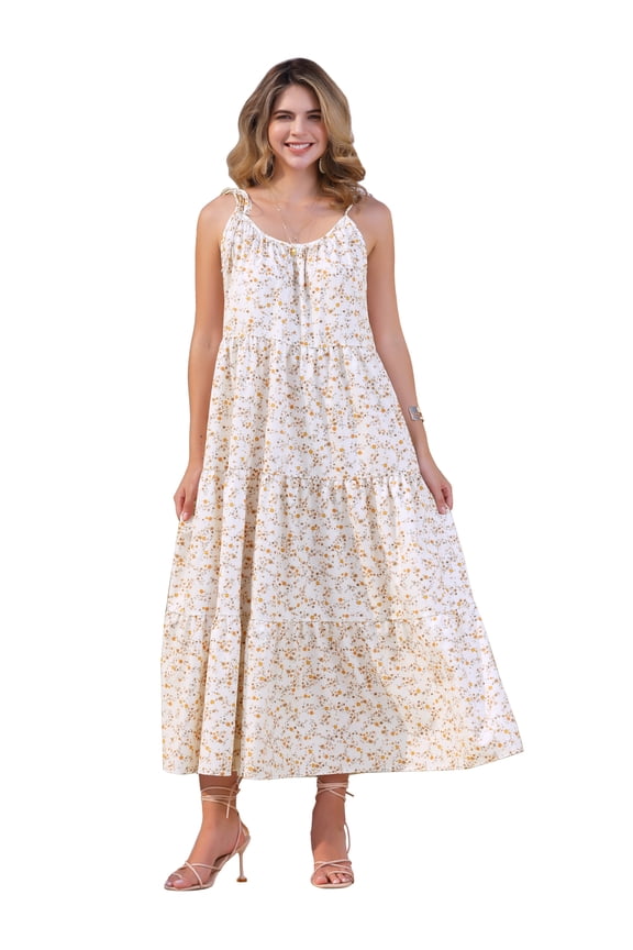 Floral Maxi Tie Shoulder Sleeveless Boho Dress XL Pink