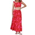 thumbnail image 1 of DARING DIVA Floral Print 2 Pieces Set  Summer Tank Top Maxi Skirt XS Red, 1 of 6