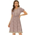 thumbnail image 1 of DARING DIVA Floral Ruffle Neck Smocked Waist Dress M Pink, 1 of 6