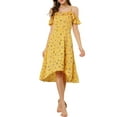 thumbnail image 1 of DARING DIVA Floral Spaghetti Straps Ruffled Sleeve Midi Dress M Yellow, 1 of 7