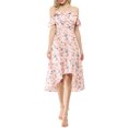 thumbnail image 1 of DARING DIVA Floral Spaghetti Straps Ruffled Sleeve Midi Dress S Pink, 1 of 7