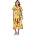 thumbnail image 1 of DARING DIVA Floral Split Hem Short Sleeve Maxi Tropical Dress XL Yellow, 1 of 6