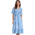 thumbnail image 1 of DARING DIVA Floral Summer Casual Ruffled Hem Wrap Midi Dress S Blue White, 1 of 6