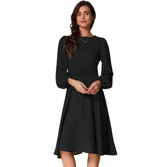 DARING DIVA Flowy Midi Lantern Fall Winter Dress M Black