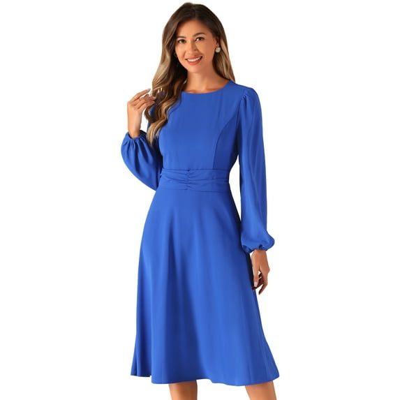 DARING DIVA Flowy Midi Lantern Fall Winter Dress XS Royal Blue