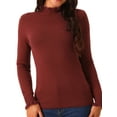 thumbnail image 1 of DARING DIVA Fluffy Lined Sweater Mock Neck Long Sleeve Top S Wine Red, 1 of 5