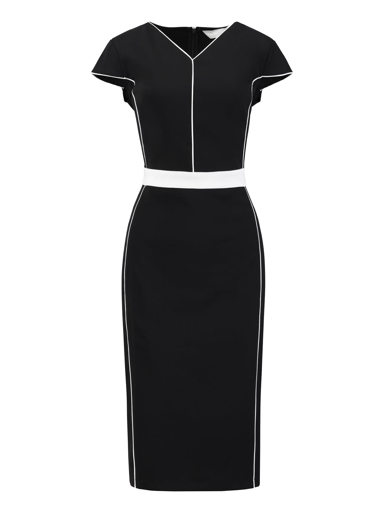 DARING DIVA Formal Knee Length Cap Sleeve Sheath Dress L Black