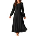 thumbnail image 1 of DARING DIVA Frilled Crewneck Long Sleeve Midi Fall Dress XL Black, 1 of 8
