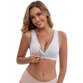thumbnail image 1 of DARING DIVA Front Close Wirefree Padded Maternity Cross V-Neck Bra 3XL Light Gray, 1 of 6