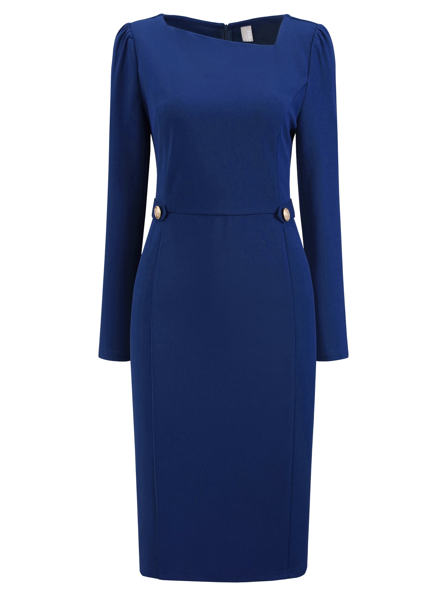 DARING DIVA Women's Vintage Pencil Asymmetrical Neck Long Sleeves Dress S Royal Blue DARING DIVA Women's Vintage Pencil Asymmetrical Neck Long Sleeves Dress S Royal Blue