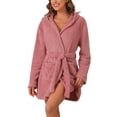 thumbnail image 1 of DARING DIVA Fuzzy Hooded Plush Bath Robe Mini Bathrobe L Pink, 1 of 6