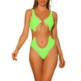 thumbnail image 1 of DARING DIVA Gold Chain Cut Out Bathing Suit XL Fluorescent Green, 1 of 6
