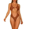 thumbnail image 1 of DARING DIVA Gold Chain Cut Out Bathing Suit XS Brown, 1 of 6