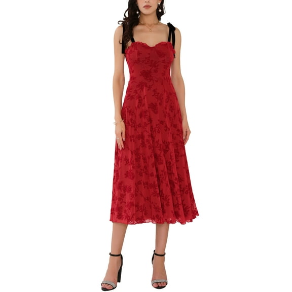 DARING DIVA Gothic Floral Print Sleeveless Cocktail Dress L Red