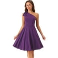 thumbnail image 1 of DARING DIVA Halloween Costume Bow One Shoulder with Pockets Swing Dress XS Dark Purple, 1 of 6