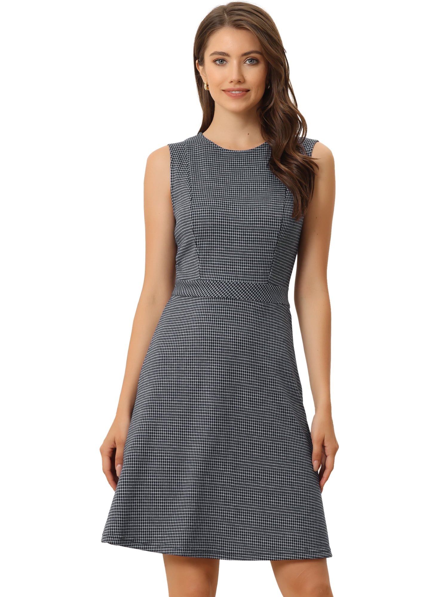 DARING DIVA Houndstooth Plaid Sleeveless Fit Flare Knit Dress L Navy Blue - Walmart.com DARING DIVA Houndstooth Plaid Sleeveless Fit Flare Knit Dress L Navy Blue - Walmart.com