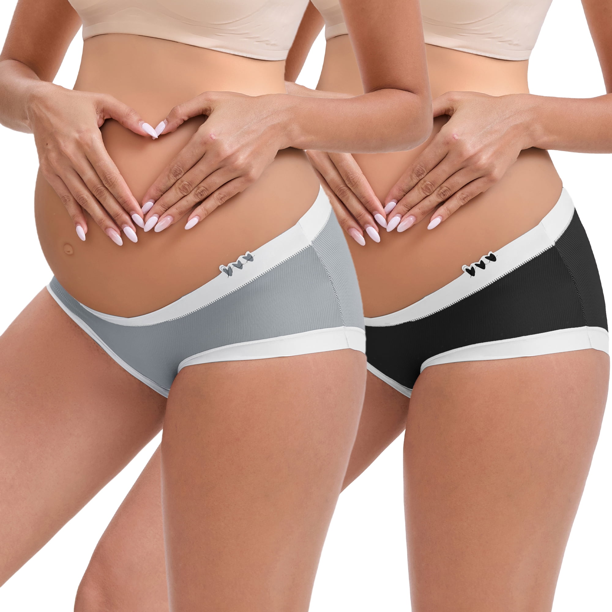 DARING DIVA Ice Silk Maternity Panties Under the Bump Briefs M 1 Gray 1 Black
