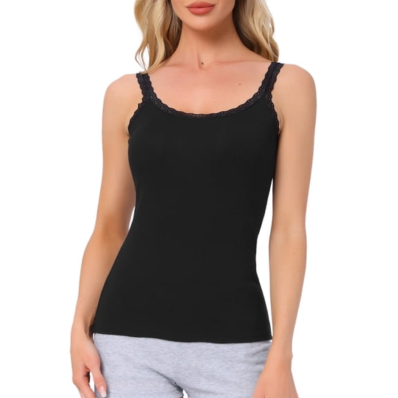 DARING DIVA Lace Camisole Tank Cotton Cami Pajamas Undershirt XS Black