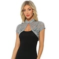 thumbnail image 1 of DARING DIVA Lace Cardigan Stand Collar Short Elegant Shrug L Dark Grey, 1 of 5