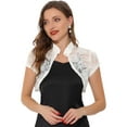thumbnail image 1 of DARING DIVA Lace Cardigan Stand Collar Short Elegant Shrug S White, 1 of 6