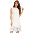 thumbnail image 1 of DARING DIVA Lace Cocktail Boat Neck Evening Sheath Dress L White, 1 of 6