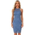 thumbnail image 1 of DARING DIVA Lace Halter Neck Sleeveless Bodycon Cocktail Sheath Dress M Grey Blue, 1 of 6
