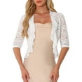 thumbnail image 1 of DARING DIVA Lace Shrug Ruffle Cardigan Open Front Half Sleeve Bolero XL White, 1 of 6