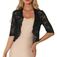 thumbnail image 1 of DARING DIVA Lace Shrug Ruffle Cardigan Open Front Half Sleeve Bolero XS Black, 1 of 6