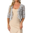 thumbnail image 1 of DARING DIVA Lace Shrug Ruffle Cardigan Open Front Half Sleeve Bolero XS Grey, 1 of 6