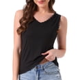 thumbnail image 1 of DARING DIVA Lace Trim Tank V Neck Sleeveless Undershirt S Black, 1 of 7
