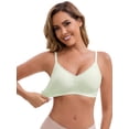 thumbnail image 1 of DARING DIVA Lace Trim V-Neck Wireless Bra Adjustable Spaghetti Straps Lift Up S Green, 1 of 6
