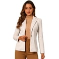 thumbnail image 1 of DARING DIVA Lapel Collar Long Sleeve Faux Suede Blazer XS Beige, 1 of 6