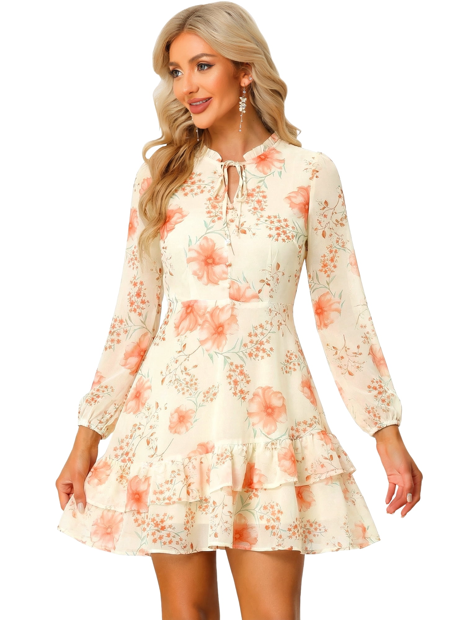 DARING DIVA Women's Layered Tiered Semi Sheer Chiffon Mini Dress S CreamYellow