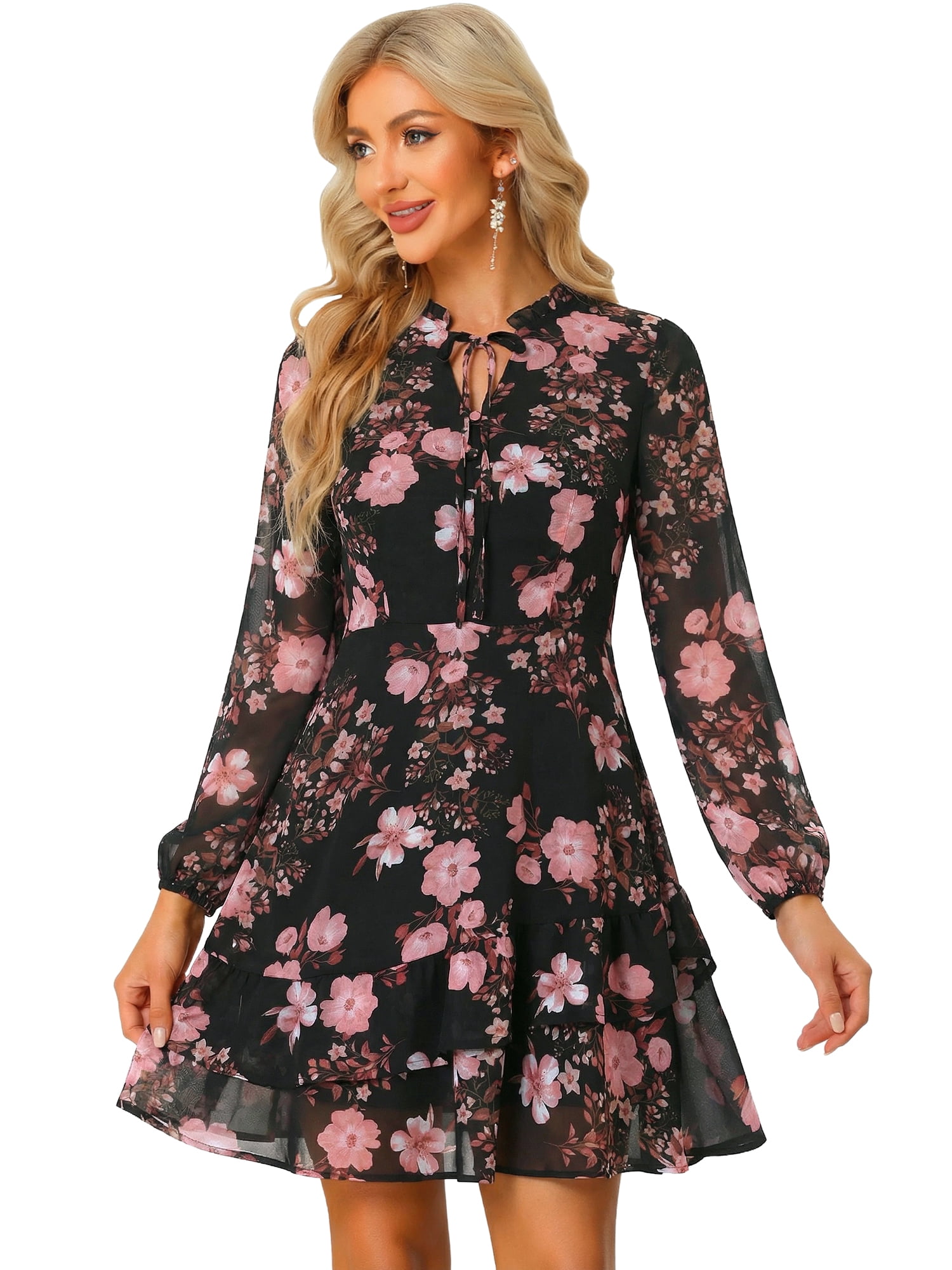 DARING DIVA Women's Layered Tiered Semi Sheer Chiffon Mini Dress XL Black