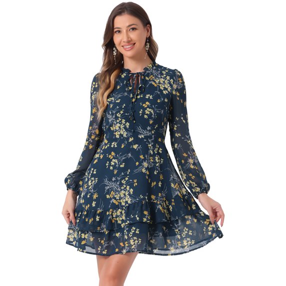 DARING DIVA Layered Tiered Semi Sheer Chiffon Mini Dress XL Dark Blue