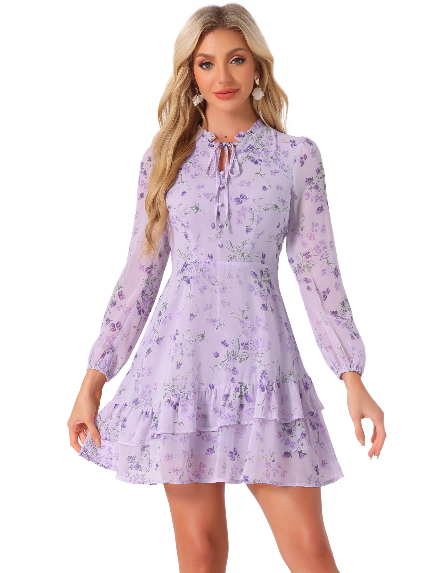 DARING DIVA Women's Layered Tiered Semi Sheer Chiffon Mini Dress XS Light Purple