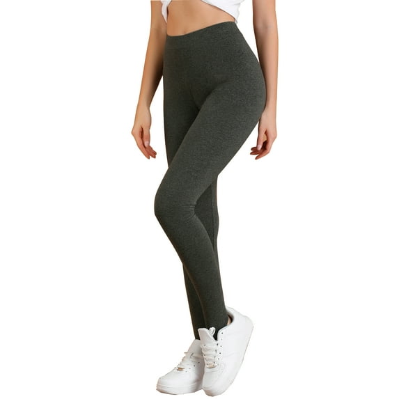 DARING DIVA Leggings Solid Color Elastic Waistband Stirrup Pants L Dark Grey