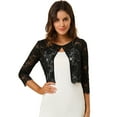 thumbnail image 1 of DARING DIVA Leisure Allover Floral Lace Crop Shrug Cardigan XS Black, 1 of 6