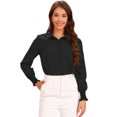 thumbnail image 1 of DARING DIVA Leotard Shirt Collared Dressy Bodysuit Top S Black, 1 of 6