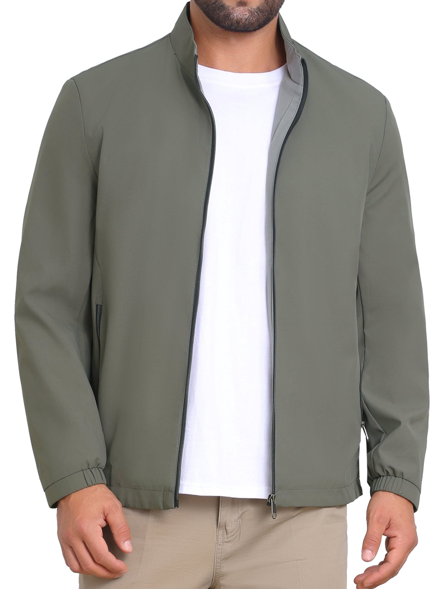 DARING DIVA Lightweight Stand Collar Full Zip Up Golf Bomber Jacket L Gray