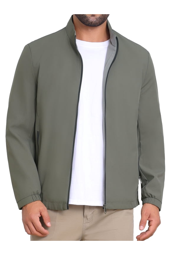 Lightweight Stand Collar Full Zip Up Golf Bomber Jacket XL Gray