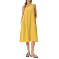 thumbnail image 1 of DARING DIVA Linen Sleeveless Dress Large Yellow, 1 of 8